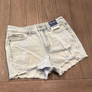 Old Navy OH Straight Distressed Light Blue Jean Shorts